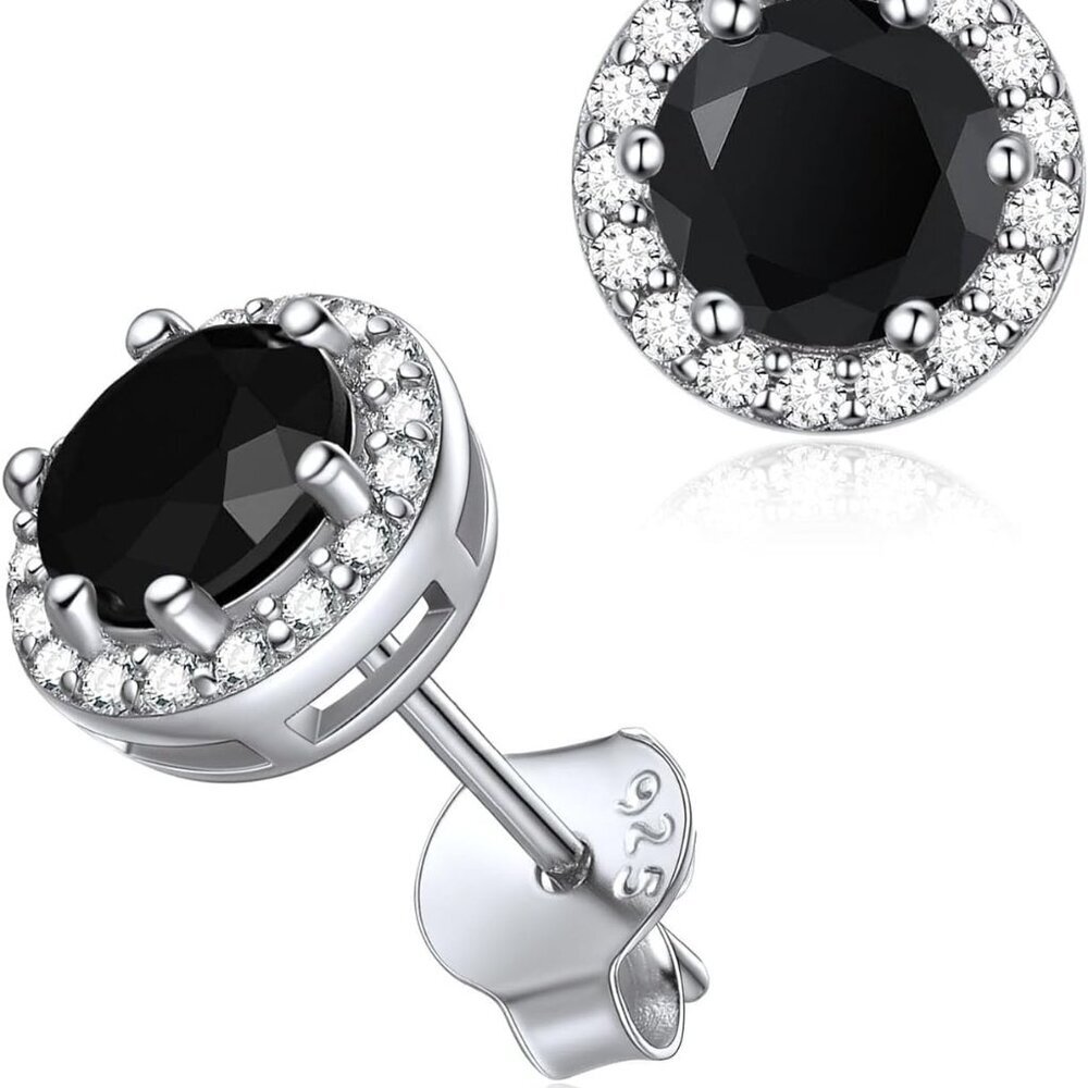 925 Sterling Silver Heart/Round/Pear/Emerald Cut Birthstone Stud Earrings for Wo